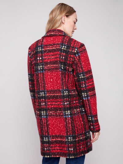 Charlie B Jacket - Plaid Boucle - Cranberry