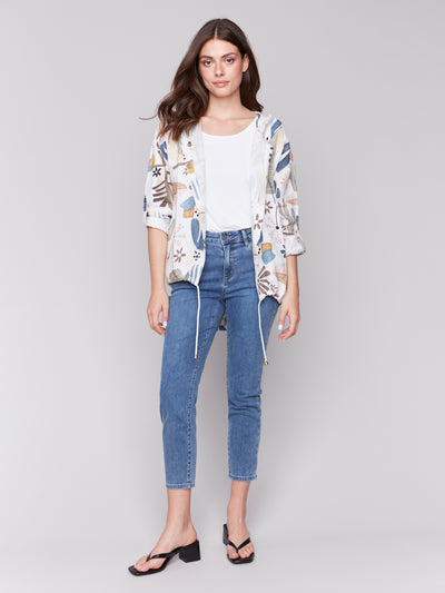 Charlie B Top - Printed Linen Jacket - Cactus