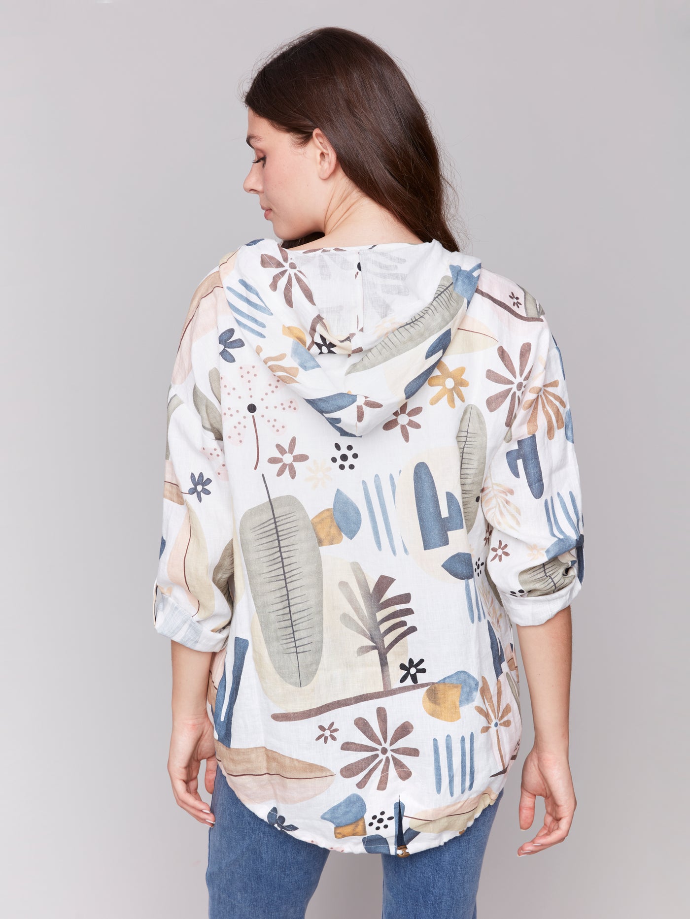 Charlie B Top - Printed Linen Jacket - Cactus