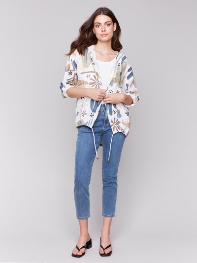 Charlie B Top - Printed Linen Jacket - Cactus