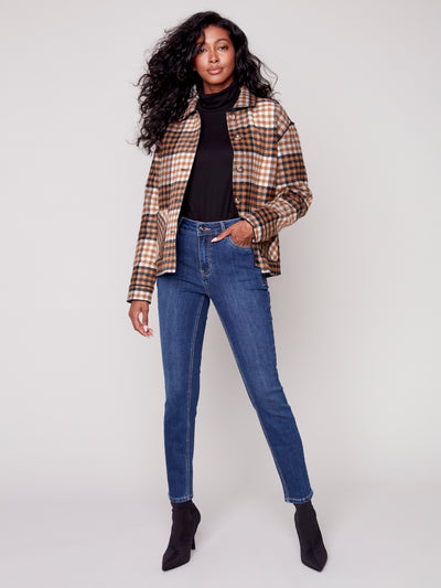 Charlie B Jacket - Reversible Plaid - Truffle