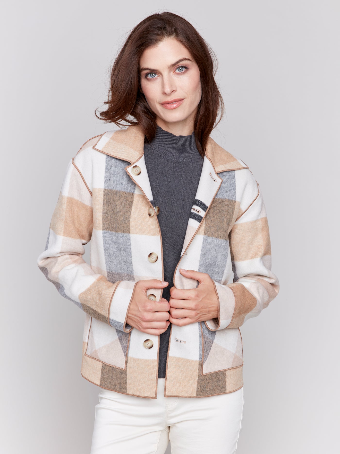 Charlie B Jacket - Reversible Plaid - Quartz