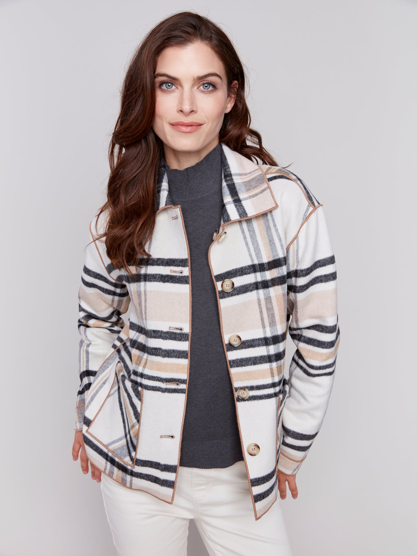 Charlie B Jacket - Reversible Plaid - Quartz