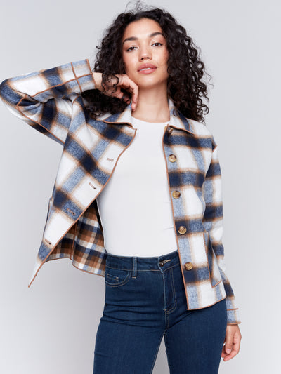 Charlie B Jacket - Reversible Plaid - Truffle