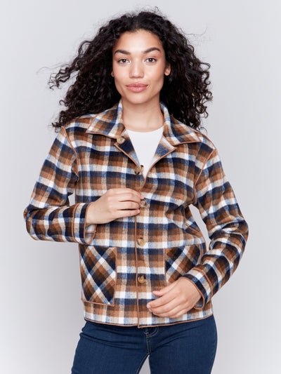 Charlie B Jacket - Reversible Plaid - Truffle