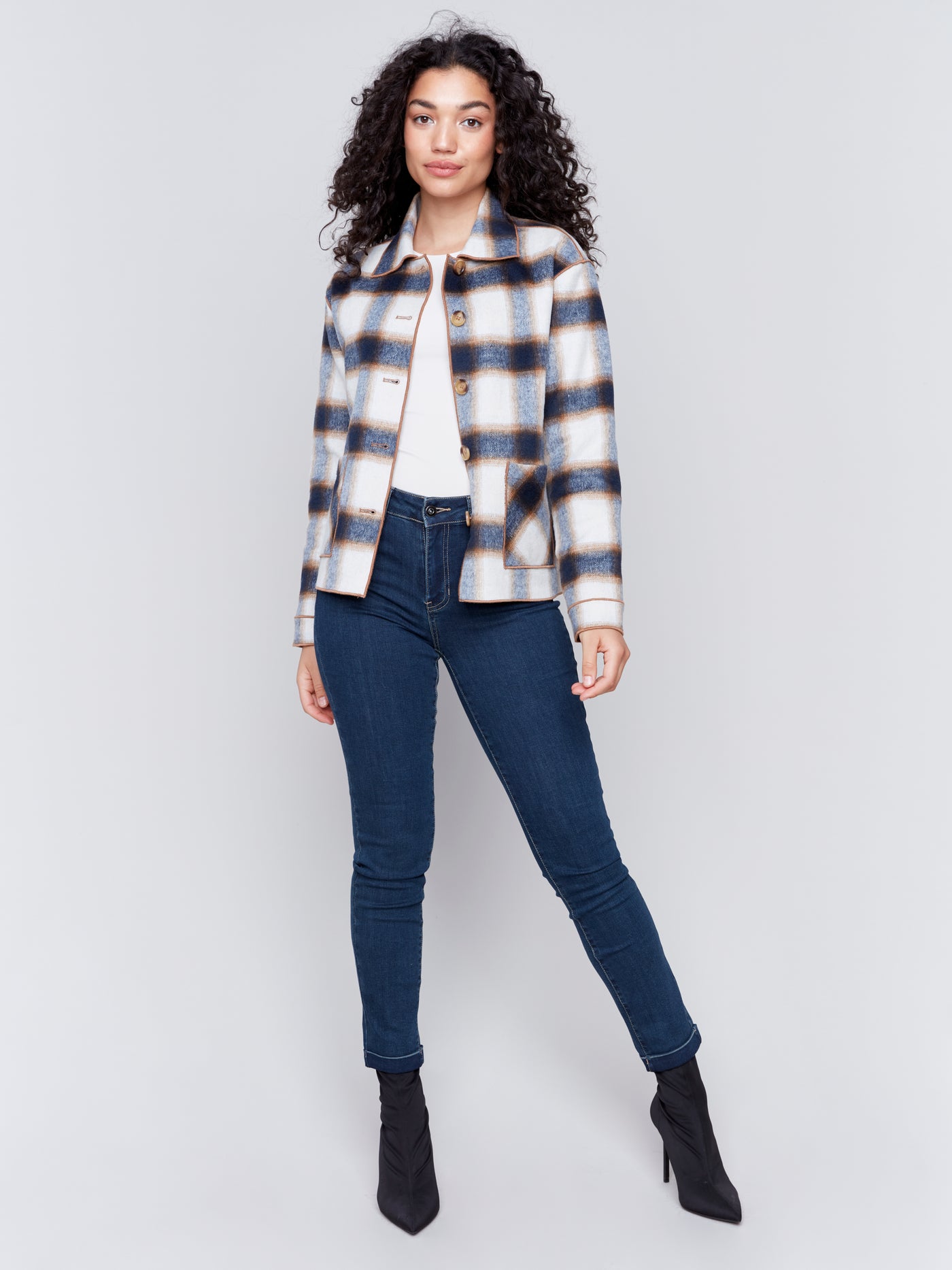 Charlie B Jacket - Reversible Plaid - Truffle