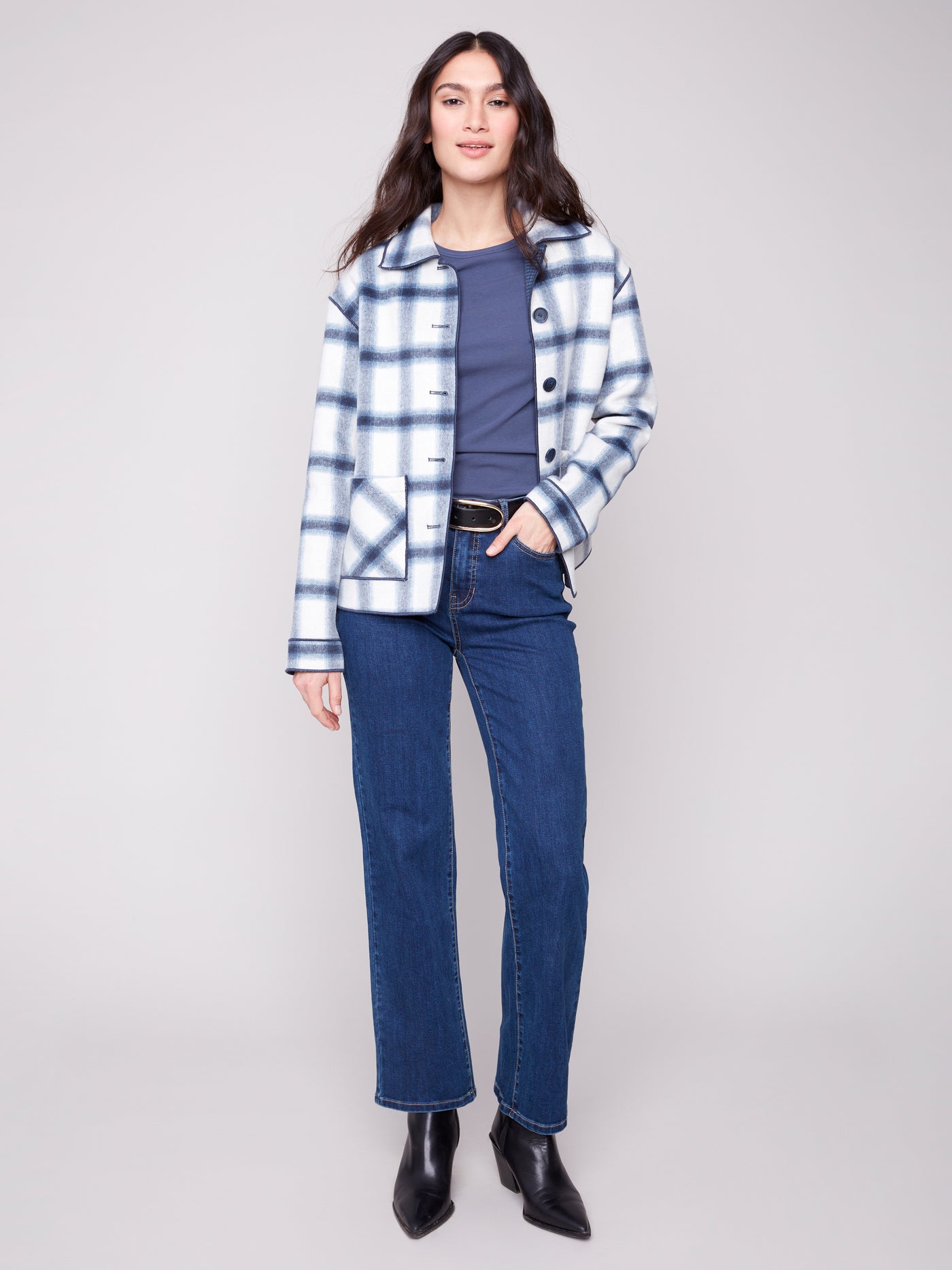 Charlie B Jacket - Reversible Plaid - Moon Light