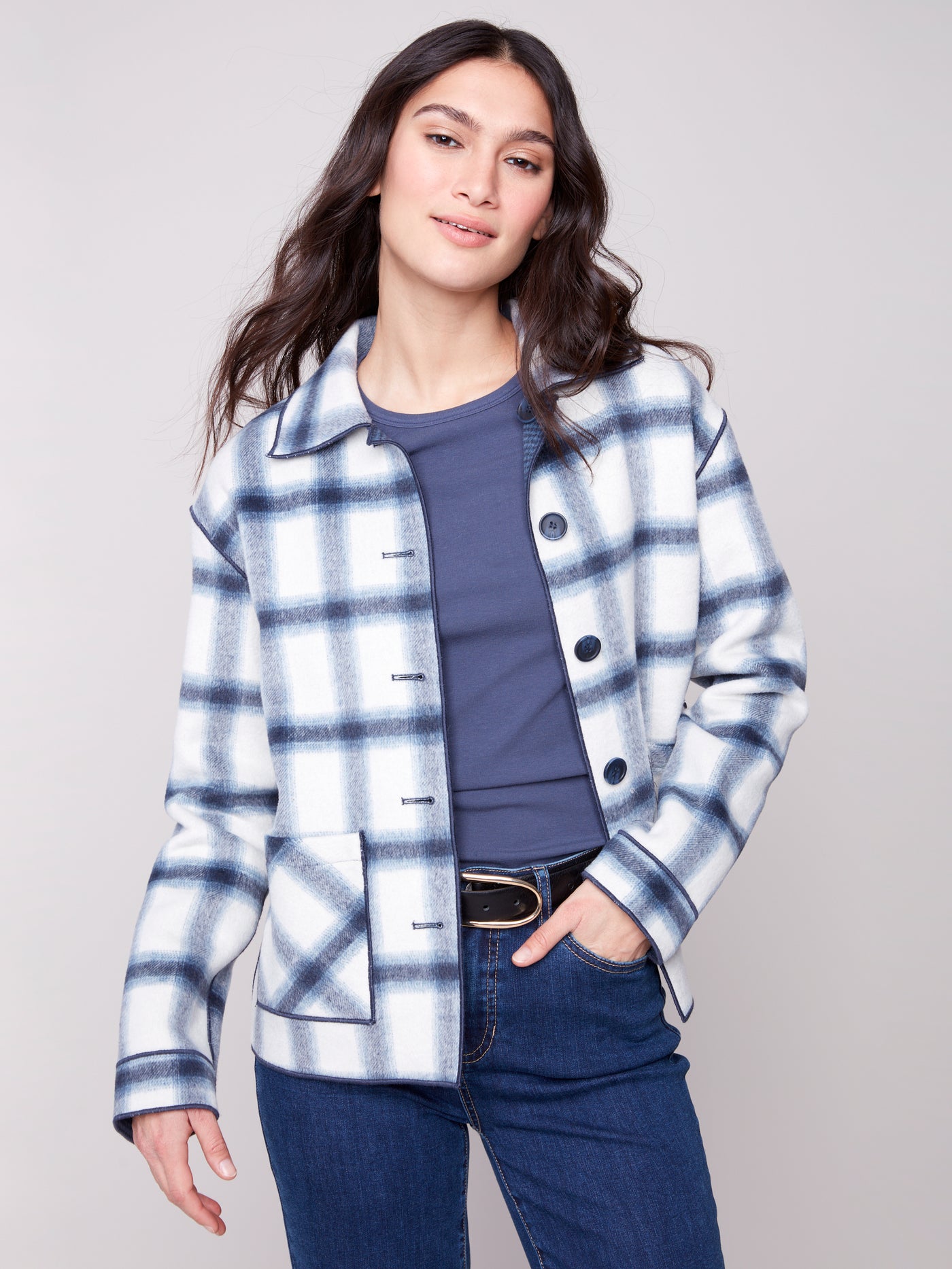 Charlie B Jacket - Reversible Plaid - Moon Light