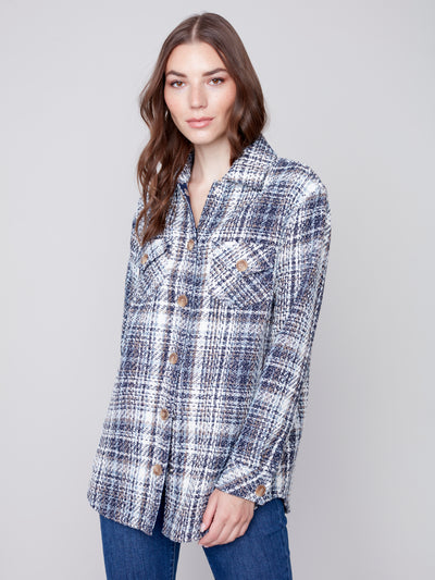 Charlie B Jacket - Plaid Shacket - Navy - XLARGE