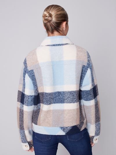 Charlie B Jacket - Short Plaid Shacket - Blue /Tan