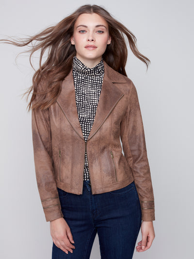 Charlie B Jacket - Faux Suede - Truffle