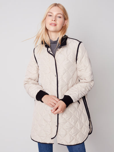 Charlie B Jacket - Long Quilted - Almond