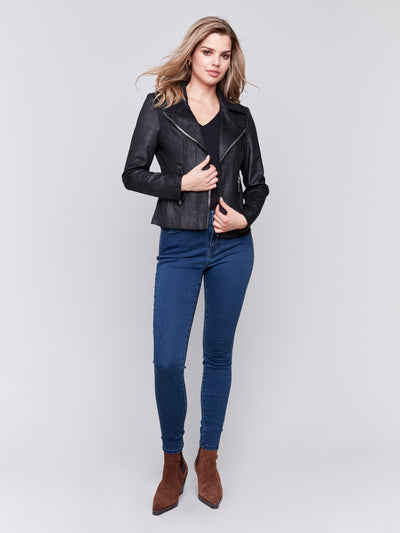 Charlie B Jacket - Moto Faux Leather - Black