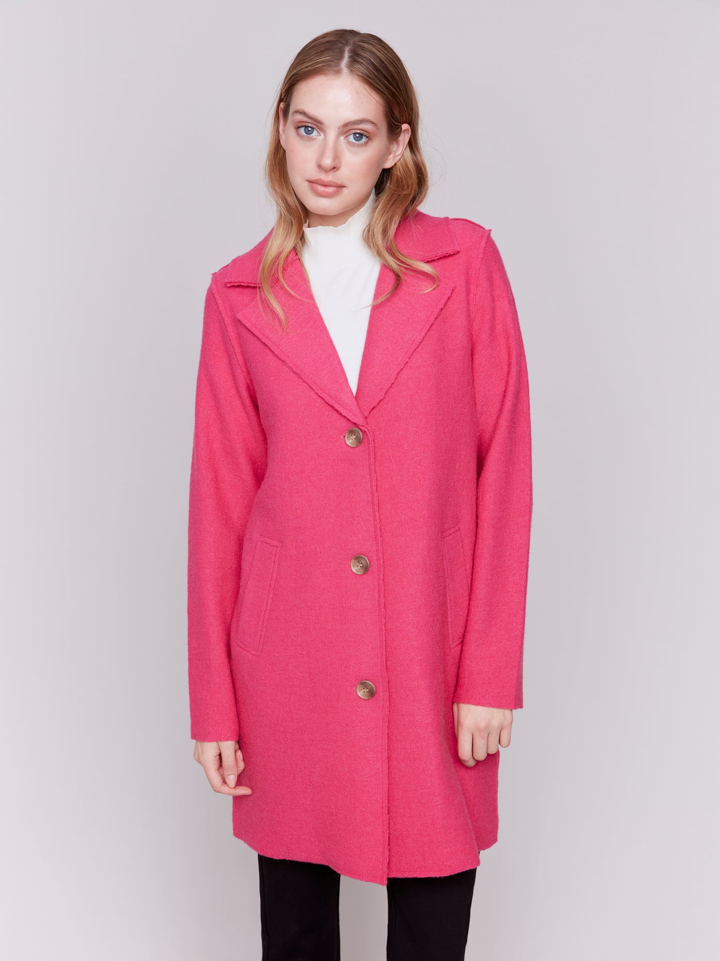 Charlie B Coat - Boiled Wool - Magenta