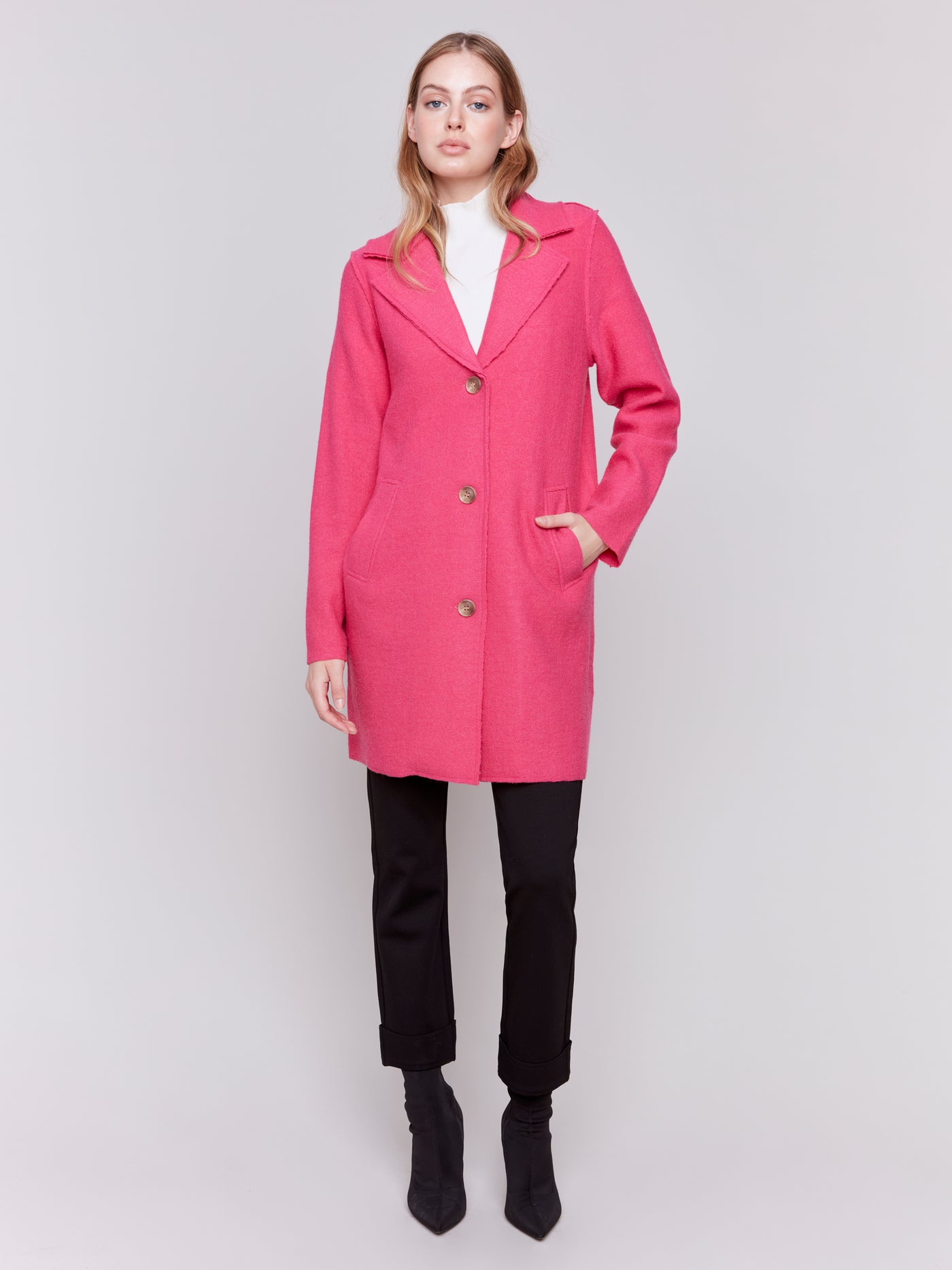 Charlie B Coat - Boiled Wool - Magenta