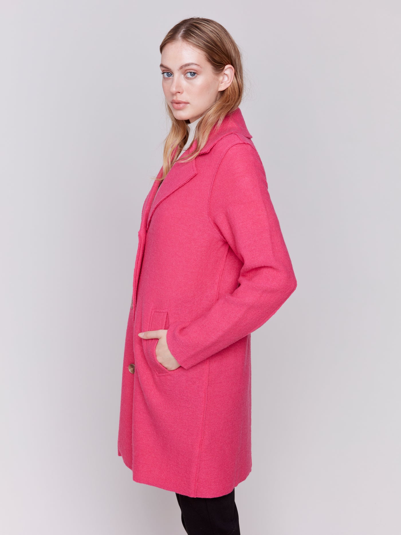 Charlie B Coat - Boiled Wool - Magenta