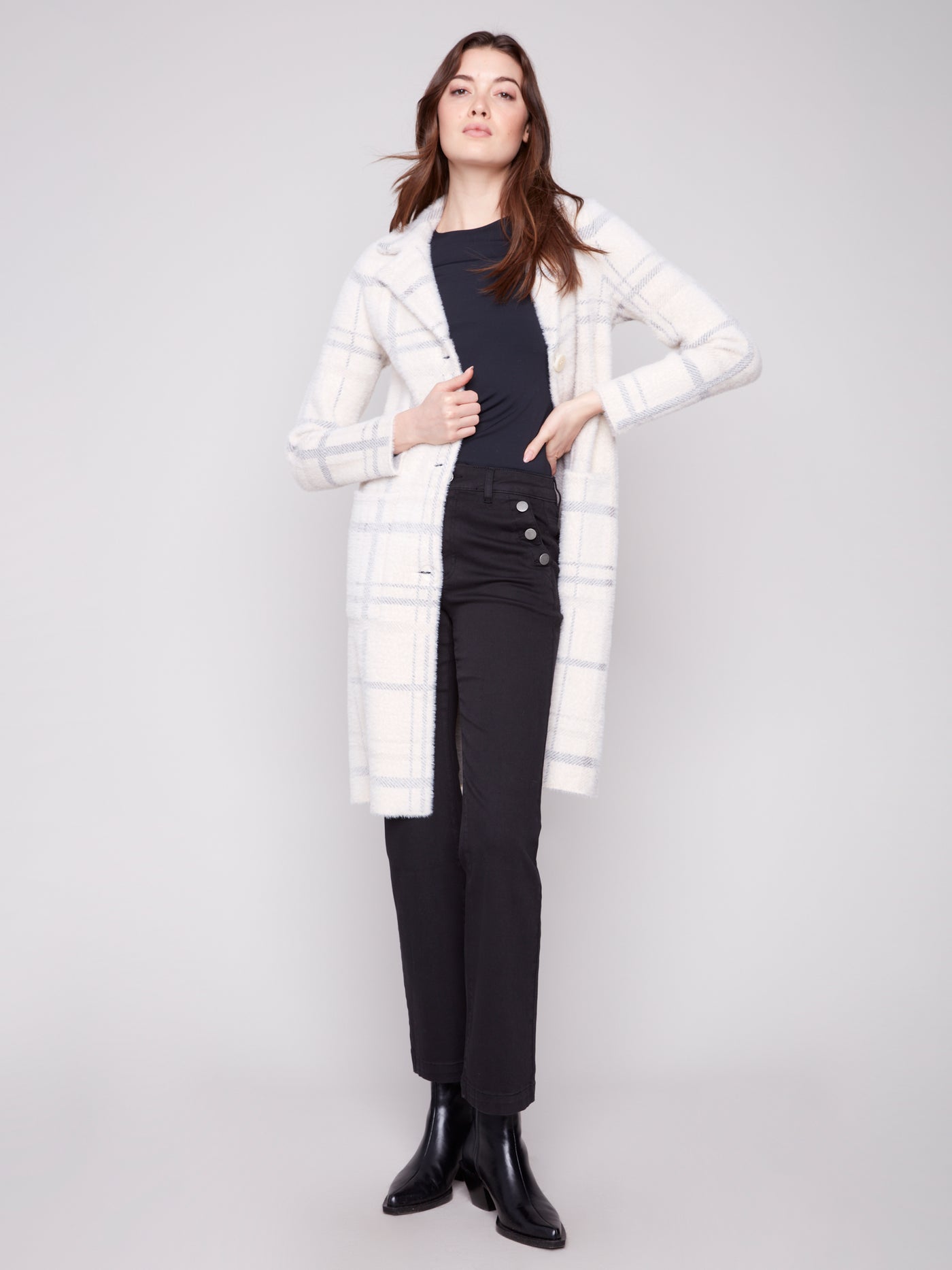 Charlie B Jacket - Plaid Coatigan - Ivory