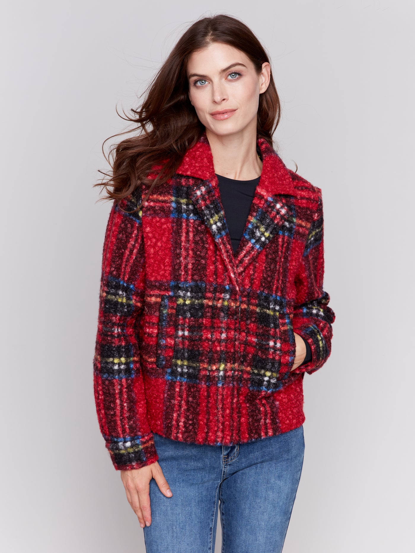 Charlie B Jacket - Boucle Moto - Cranberry