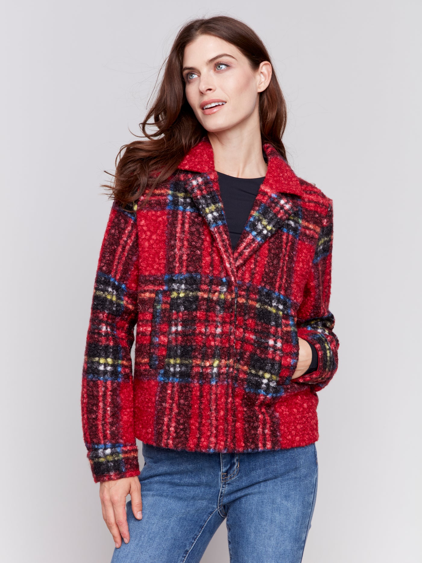 Charlie B Jacket - Boucle Moto - Cranberry