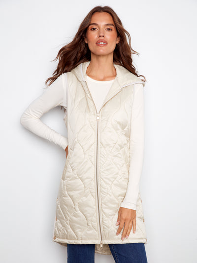Charlie B Vest - Long Quilted - Champagne