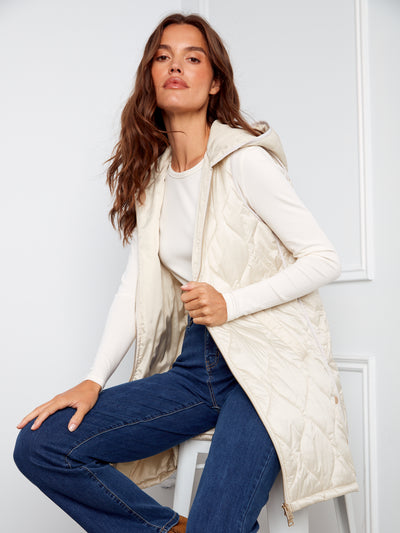 Charlie B Vest - Long Quilted - Champagne