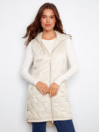 Charlie B Vest - Long Quilted - Champagne