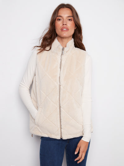 Charlie B Vest - Faux Fur Reversible - Greige