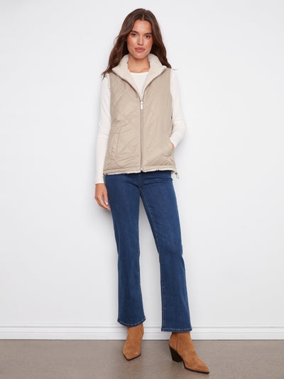 Charlie B Vest - Faux Fur Reversible - Greige