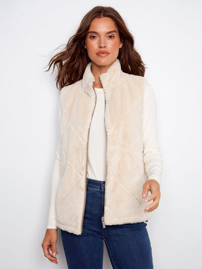 Charlie B Vest - Faux Fur Reversible - Greige