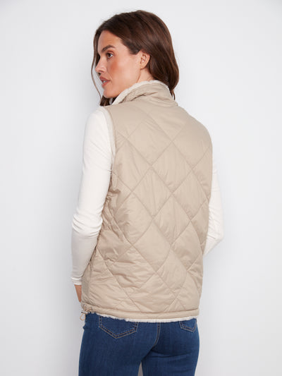 Charlie B Vest - Faux Fur Reversible - Greige