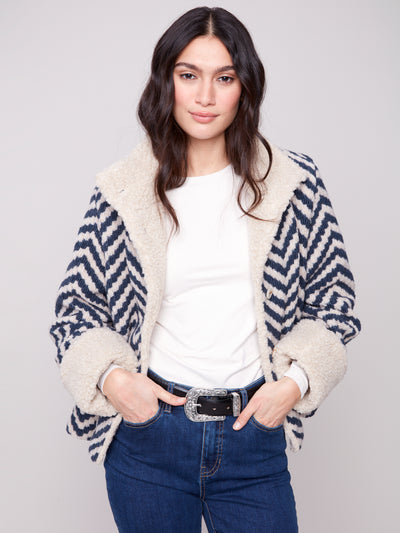 Charlie B Jacket - Chevron Boucle - Navy