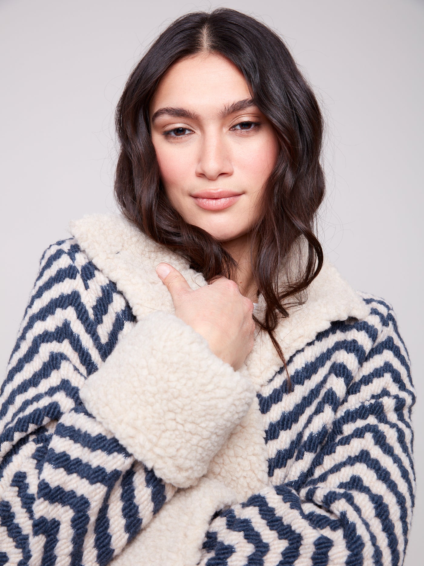 Charlie B Jacket - Chevron Boucle - Navy