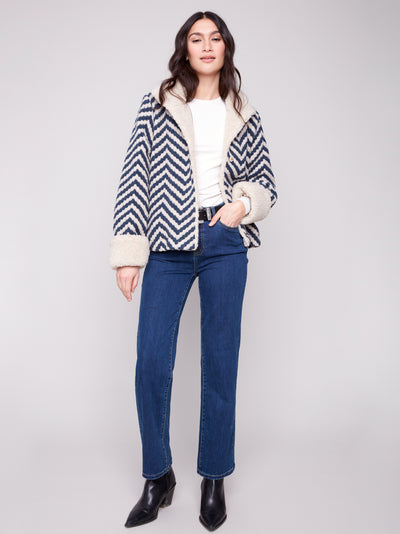 Charlie B Jacket - Chevron Boucle - Navy