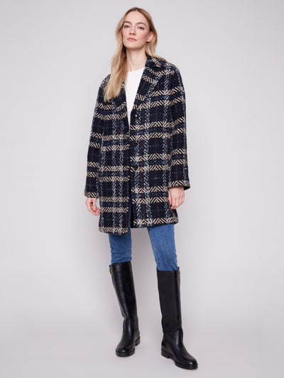 Charlie B Jacket - Plaid Boucle - Navy