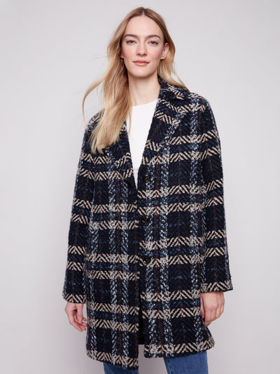 Charlie B Jacket - Plaid Boucle - Navy