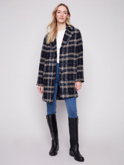 Charlie B Jacket - Plaid Boucle - Navy