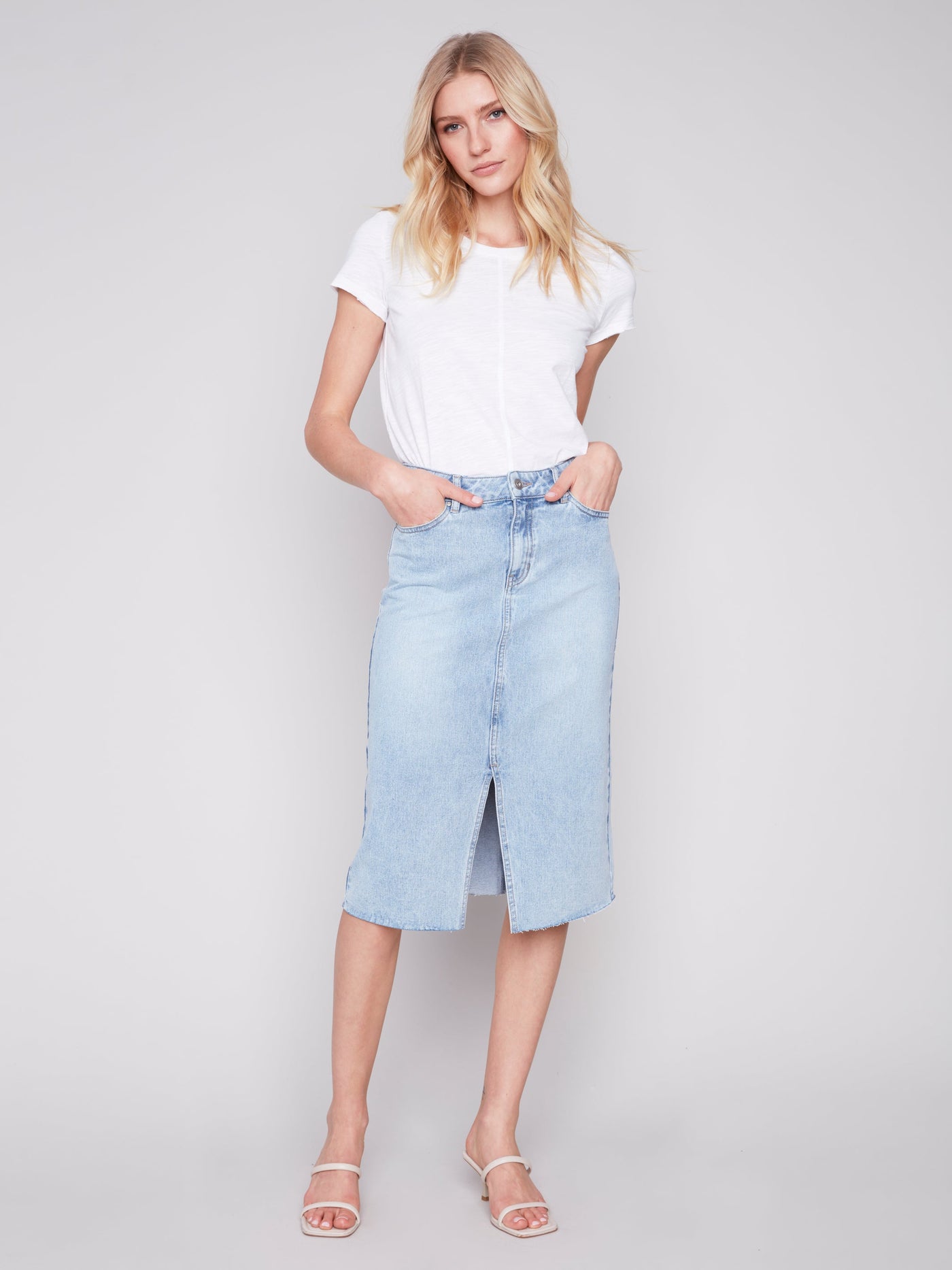 Charlie B Skirt - Denim Midi - Blue