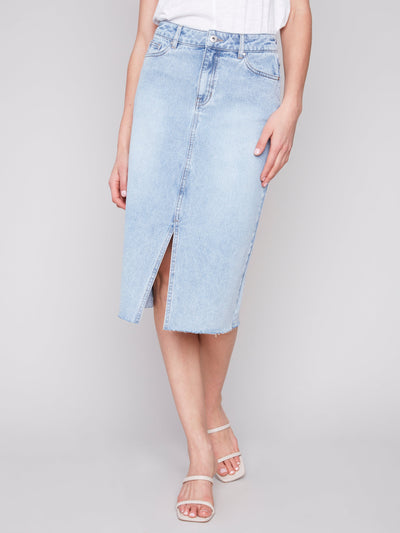 Charlie B Skirt - Denim Midi - Blue