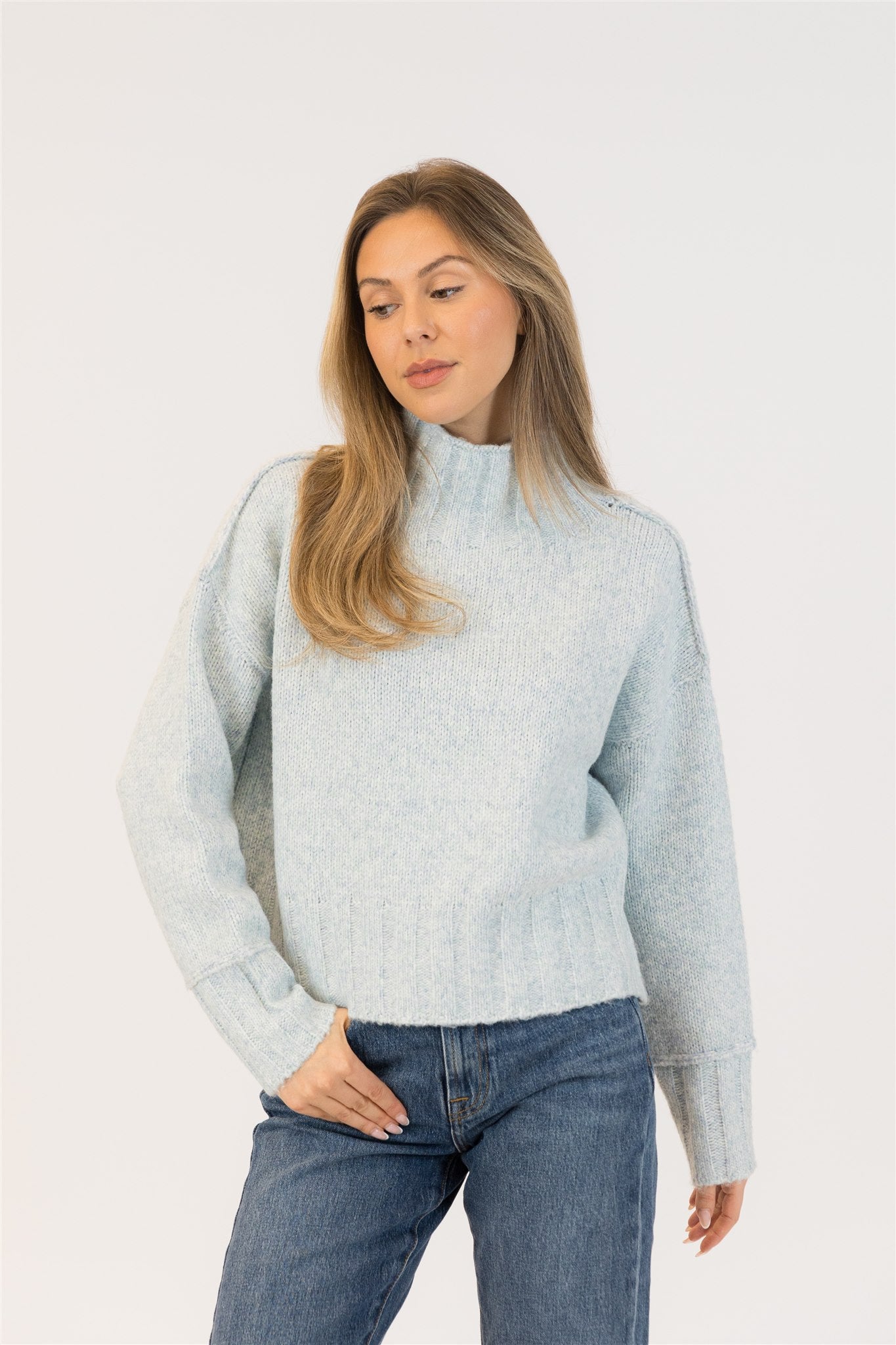 Lyla+Luxe Top - Calli Mockneck - Blue Green