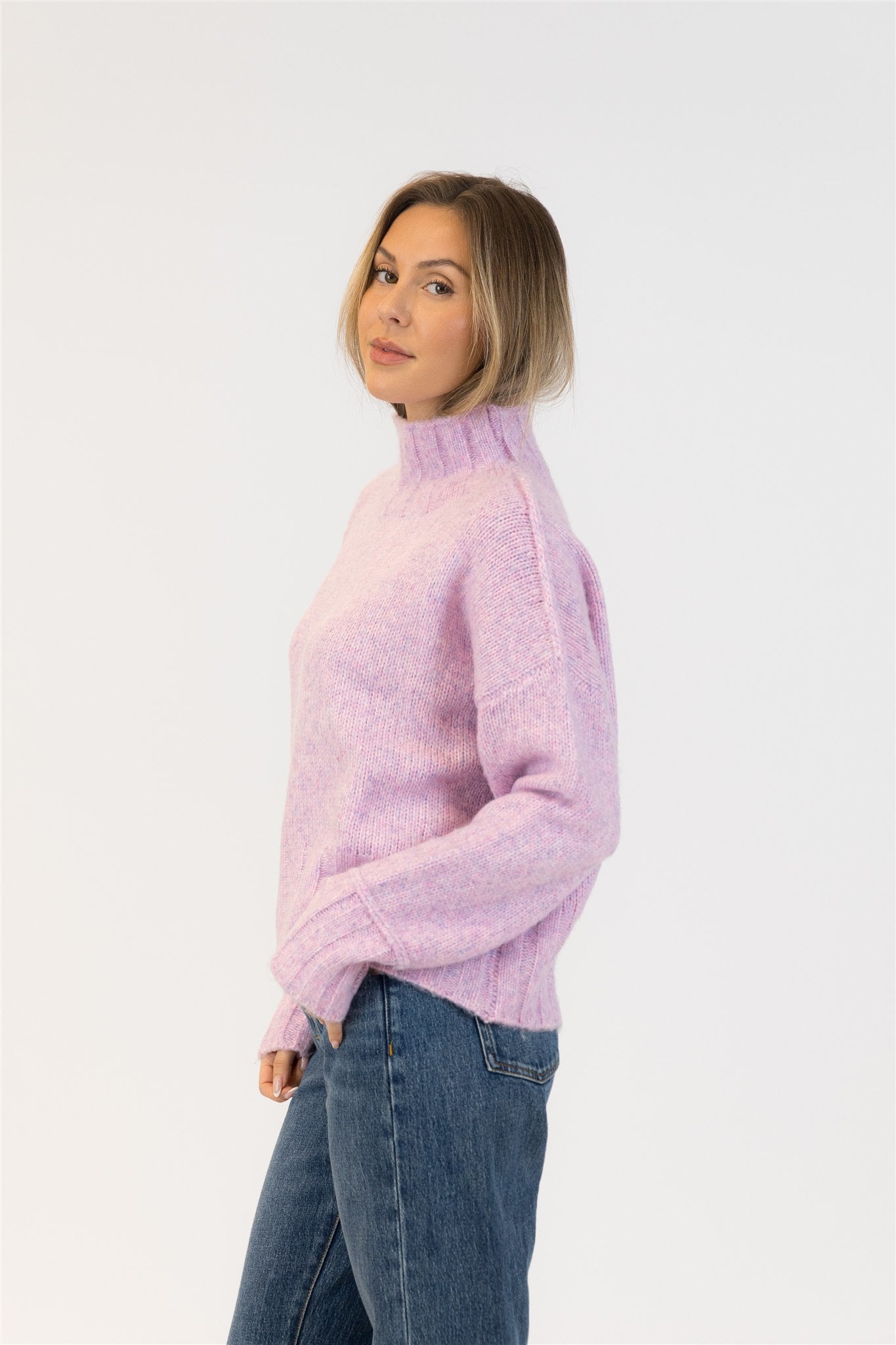 Lyla+Luxe Top - Calli Mockneck - Pink /Purple