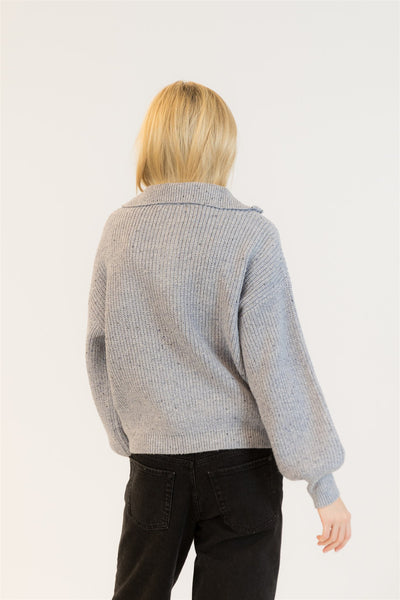 Lyla+Luxe Top - Chase Fleck Zip - Blue Fleck