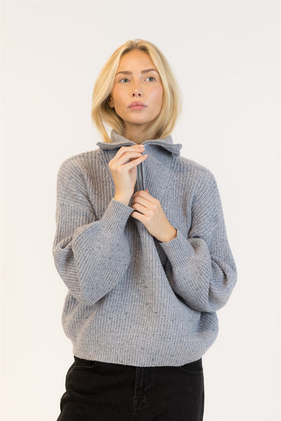 Lyla+Luxe Top - Chase Fleck Zip - Blue Fleck