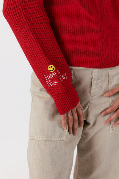 Lyla+Luxe Top - Colbie Crew Sweater - Red