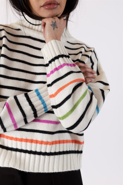 Lyla+Luxe Top - Curtis Striped Sweater - Multi - LARGE