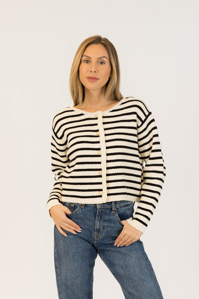 Lyla+Luxe Top - Devon Cardi - Black /White