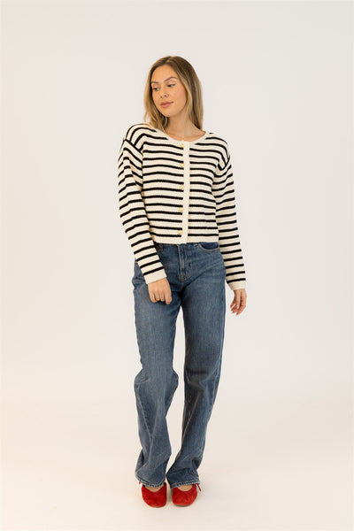 Lyla+Luxe Top - Devon Cardi - Black /White