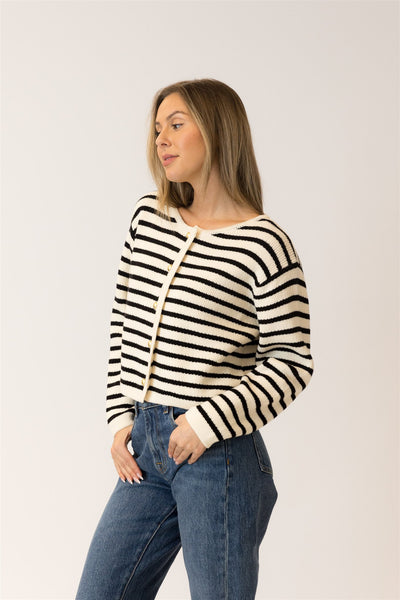 Lyla+Luxe Top - Devon Cardi - Black /White