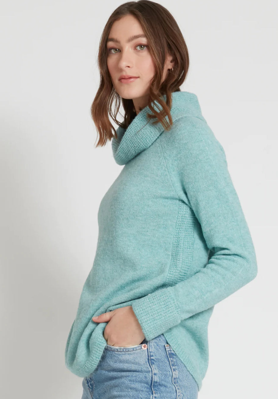 Point Zero Top - Cowl Neck Sweater - Mineral