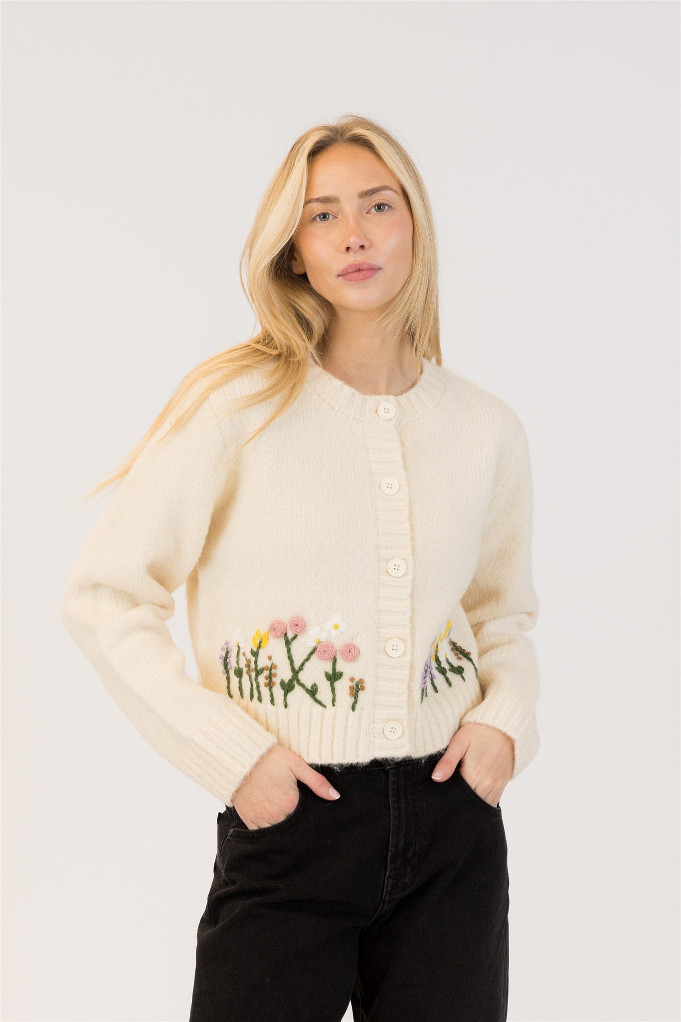 Lyla+Luxe Top - Garden Cardi - Cream