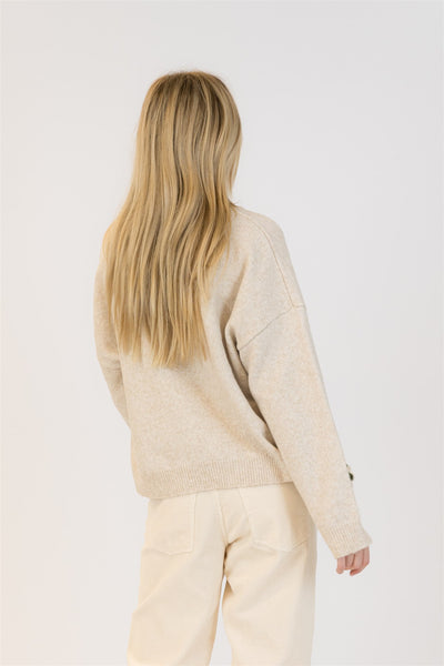 Lyla+Luxe Top - HollyFlower Crew - Oatmeal